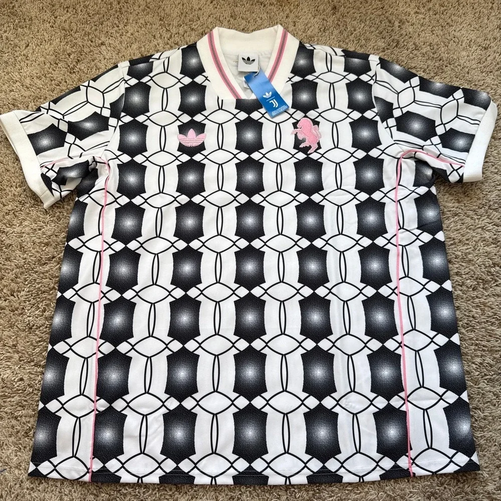 Adidas Juventus FC Originals Jersey Black White Pink JM9447 Mens XL